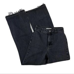 We The Free - High Rise/Wide Leg Raw Hem Black Jean